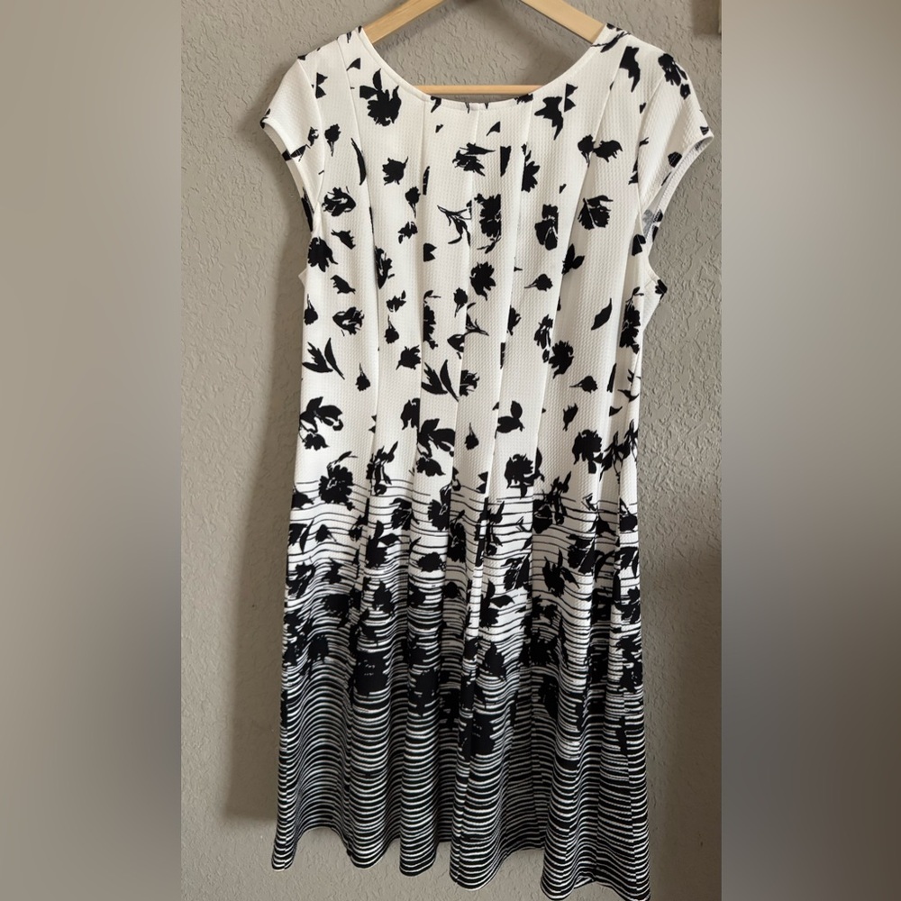 Elle Black and White A-Line Midi Dress for Wedding Guests